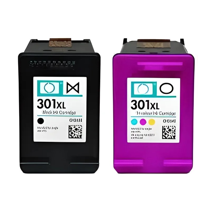 PACK DE 2 CARTOUCHES REMA HP 301 BK XL + 301 CL XL  V2